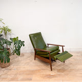 Mid Century Recliner - New Green Leather