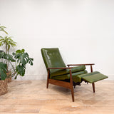 Mid Century Recliner - New Green Leather