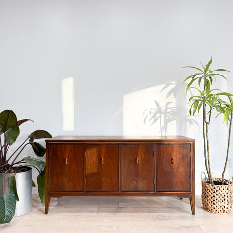 Mid Century Walnut Buffet with Brass Pulls