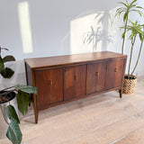 Mid Century Walnut Buffet with Brass Pulls