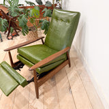 Mid Century Recliner - New Green Leather