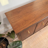 Mid Century Walnut Buffet with Brass Pulls