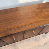 Mid Century Walnut Buffet with Brass Pulls