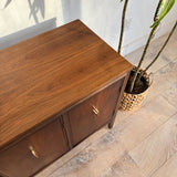 Mid Century Walnut Buffet with Brass Pulls