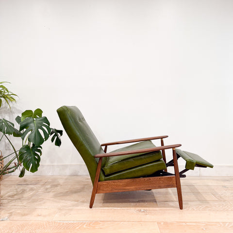 Mid Century Recliner - New Green Leather