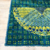 Blue/Chartreuse Rya Rug - 7'6x10'9