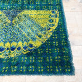 Blue/Chartreuse Rya Rug - 7'6x10'9