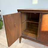 Mid Century Walnut Buffet with Brass Pulls