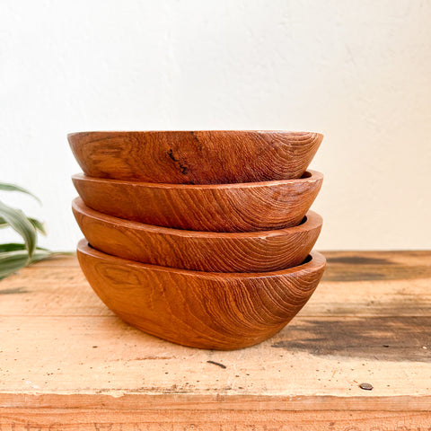Set of 4 Teak Bowls - oblong