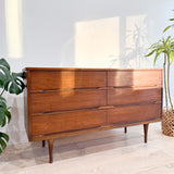 Mid Century Walnut 6 Drawer Dresser