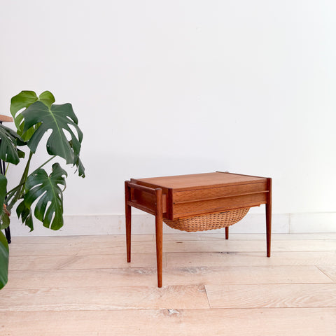 Danish Teak/Oak Table w/ Sewing Basket