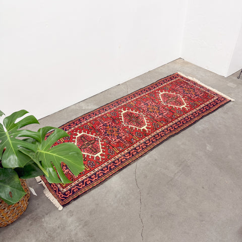 Vintage Persian Rug w/Dark Pink and Colorful
