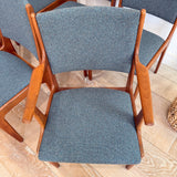 Vintage Teak Dining Chairs - New  Blue/Grey Upholstery