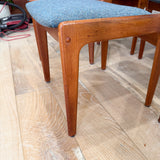 Vintage Teak Dining Chairs - New  Blue/Grey Upholstery
