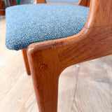 Vintage Teak Dining Chairs - New  Blue/Grey Upholstery