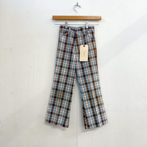 Blue Plaid Bellbottoms - 5/6