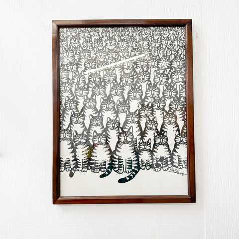 Vintage Framed Kliban Cats