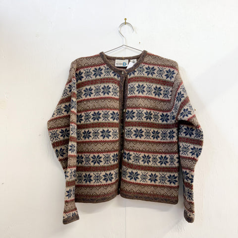 Vintage Brown Wool Cardigan Med