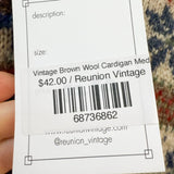 Vintage Brown Wool Cardigan Med