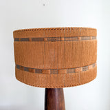 Mid Century Wooden Lamp with Woven Shade