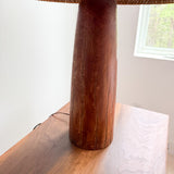 Mid Century Wooden Lamp with Woven Shade