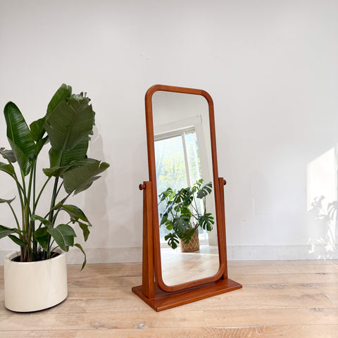 Vintage Solid Teak Standing Mirror