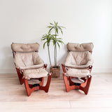 Pair of Luna Chairs w/ Ottomans