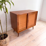 Mid Century Cane Front Media Cabinet