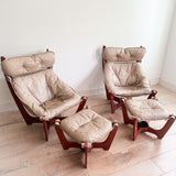 Pair of Luna Chairs w/ Ottomans
