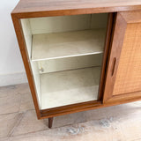 Mid Century Cane Front Media Cabinet