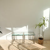 Pair of Chrome and Glass End Tables