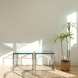 Pair of Chrome and Glass End Tables