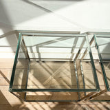 Pair of Chrome and Glass End Tables