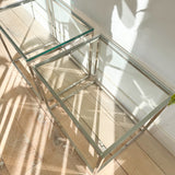 Pair of Chrome and Glass End Tables
