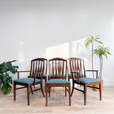 Set of 6 Mid Century Walnut Dining Chairs - New Upholstery