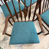 Set of 6 Mid Century Walnut Dining Chairs - New Upholstery