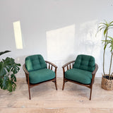 Pair of Mid Century Lounge Chairs - New Green Upholstery