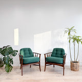 Pair of Mid Century Lounge Chairs - New Green Upholstery