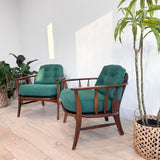 Pair of Mid Century Lounge Chairs - New Green Upholstery