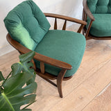 Pair of Mid Century Lounge Chairs - New Green Upholstery