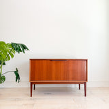Mid Century Teak Drop Down Record Cabinet