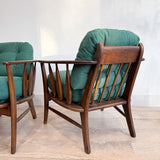 Pair of Mid Century Lounge Chairs - New Green Upholstery