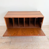 Mid Century Teak Drop Down Record Cabinet