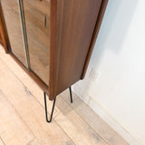 Mid Century Curio Cabinet with Glass Doors