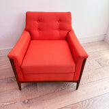 Pair of Mid Century Lounge Chairs - New Orange Upholstery