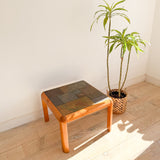 Gangso Mobler Solid Teak Square Table with Slate Top