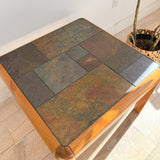 Gangso Mobler Solid Teak Square Table with Slate Top