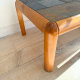 Gangso Mobler Solid Teak Square Table with Slate Top