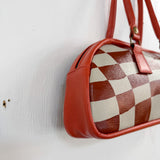 Hand Painted Wavy Checkered Bowling Handbag - Or.