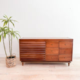 Louvered Front Walnut Low Dresser